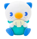 Plush toy with a blue, white, and orange design on a white background
