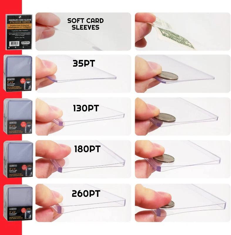 25 EVORETRO Toploader 35pt/55pt/75pt/100pt/180pt – Pack of 25 for Trading Cards
